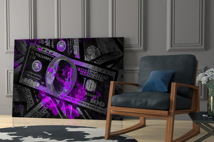Money Skull Glass Wall Art