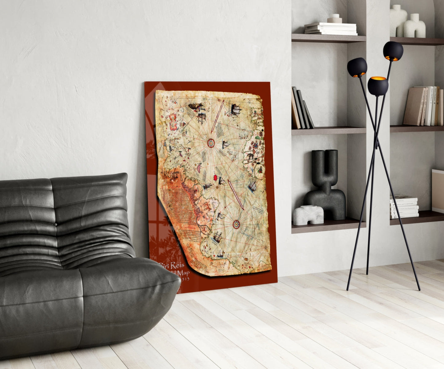 Piri Reis World Map Glass Wall Art