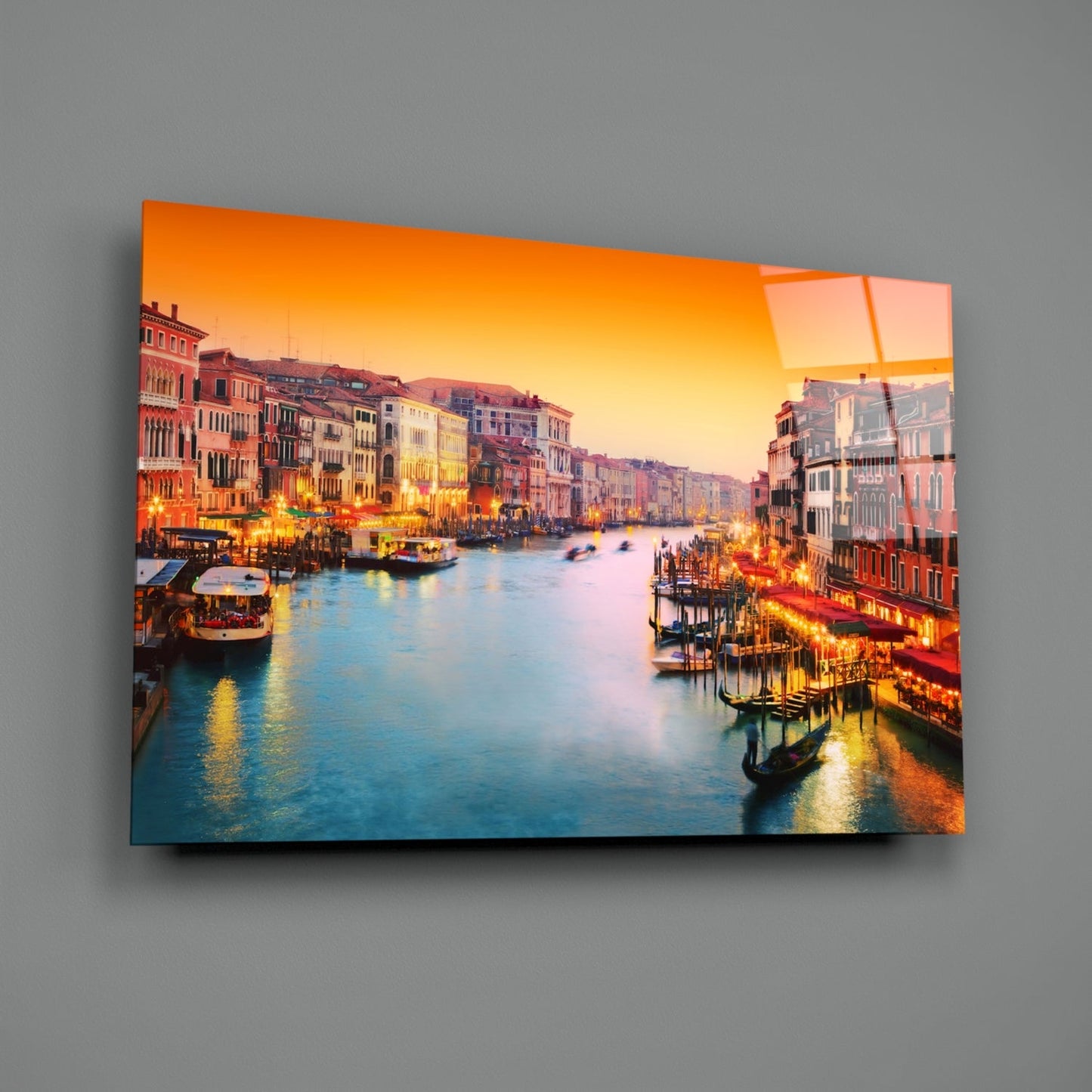 Venice Glass Wall Art - Sunset Canal