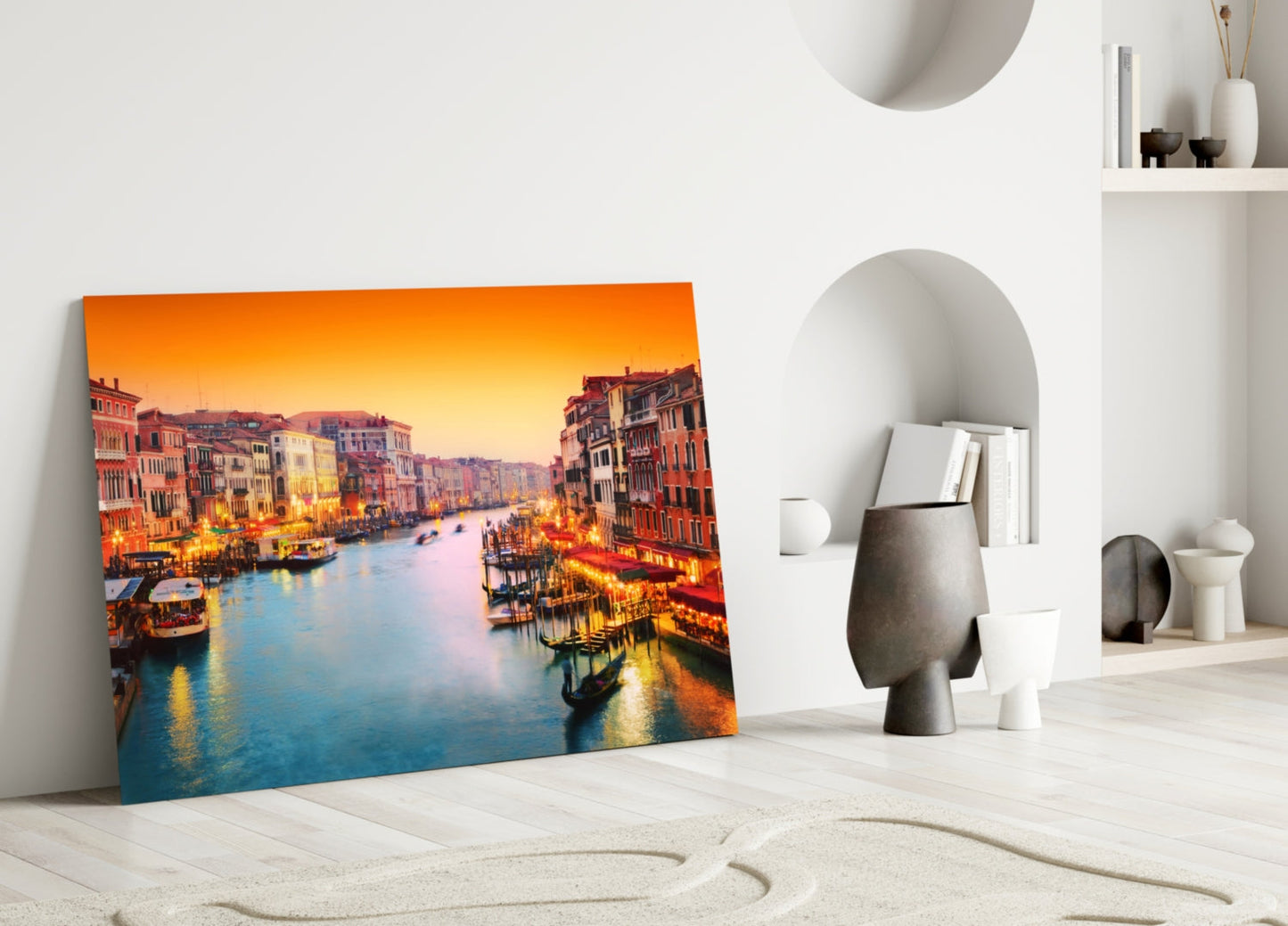 Venice Glass Wall Art - Sunset Canal