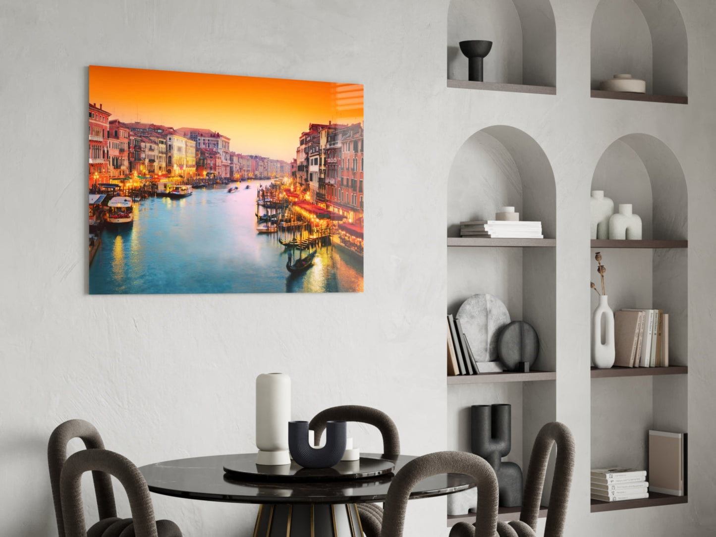 Venice Glass Wall Art - Sunset Canal