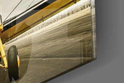 Vintage Biplane Glass Wall Art