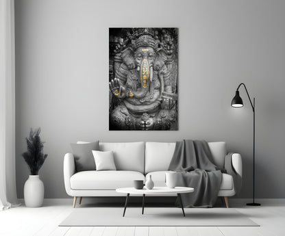 Ganesha Stone Carving Glass Wall Art