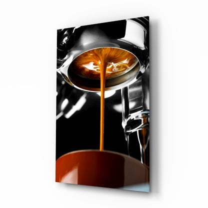 Espresso Pour glass wall art print