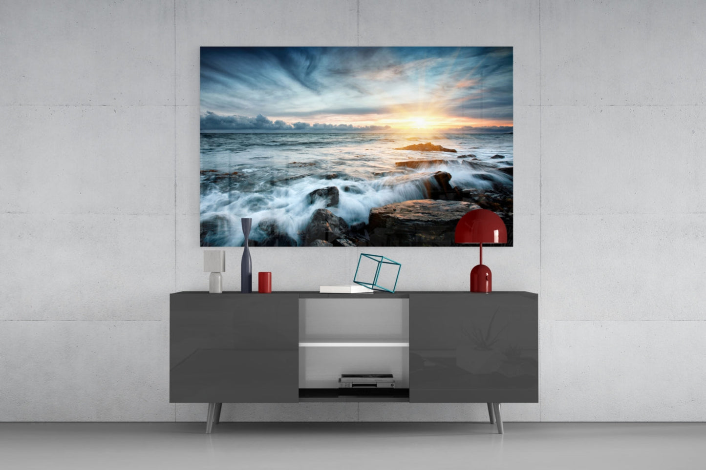 Golden Hour Seascape Glass Wall Art