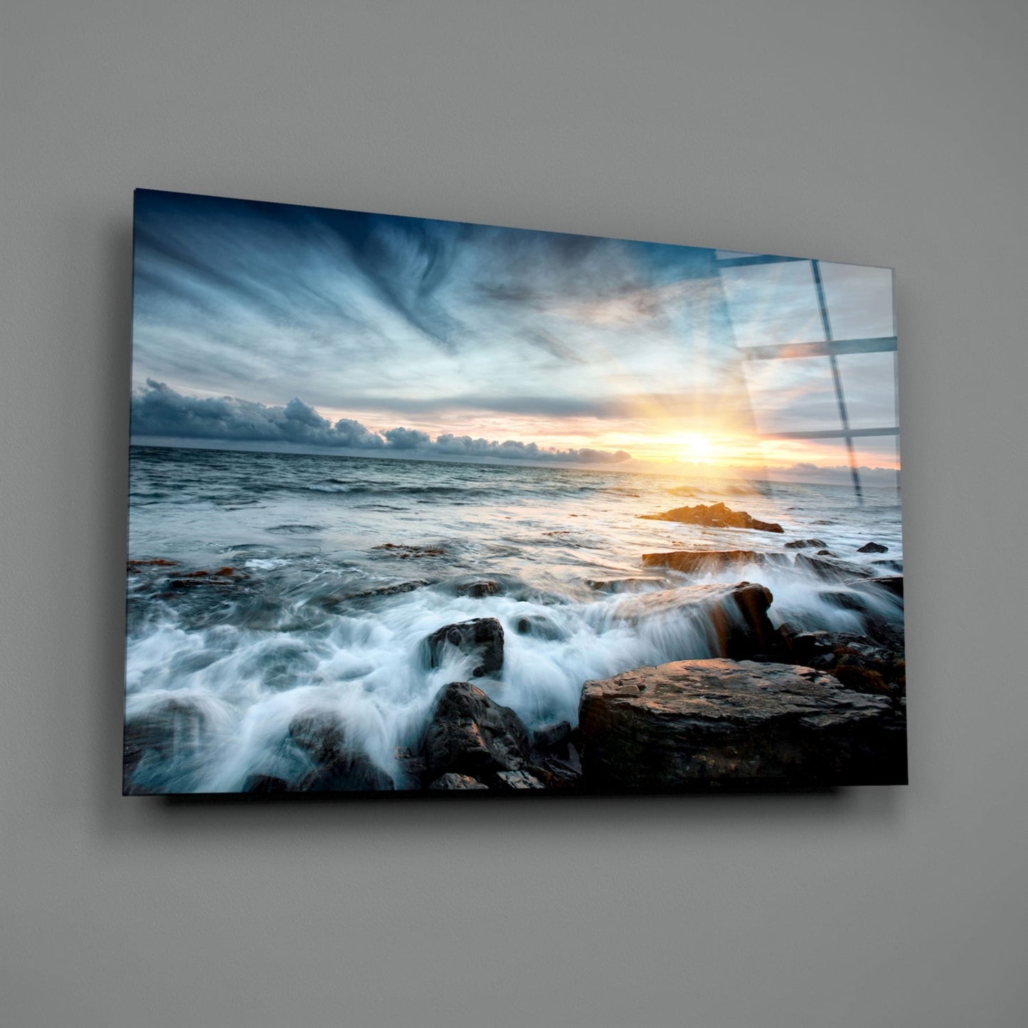 Golden Hour Seascape Glass Wall Art