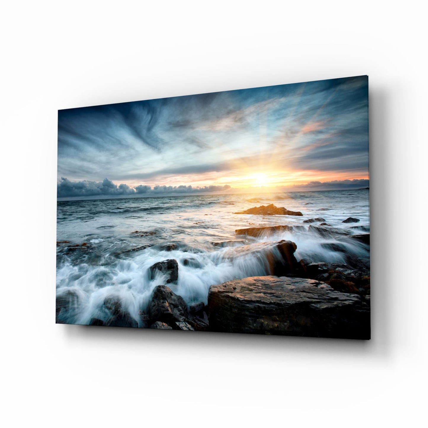 Golden Hour Seascape Glass Wall Art