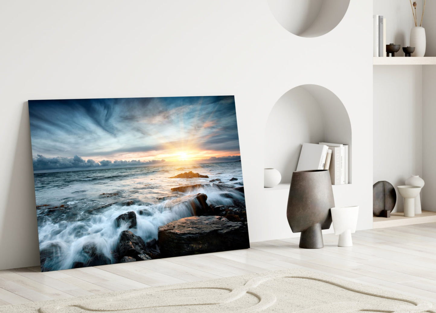 Golden Hour Seascape Glass Wall Art
