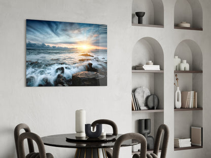 Golden Hour Seascape Glass Wall Art