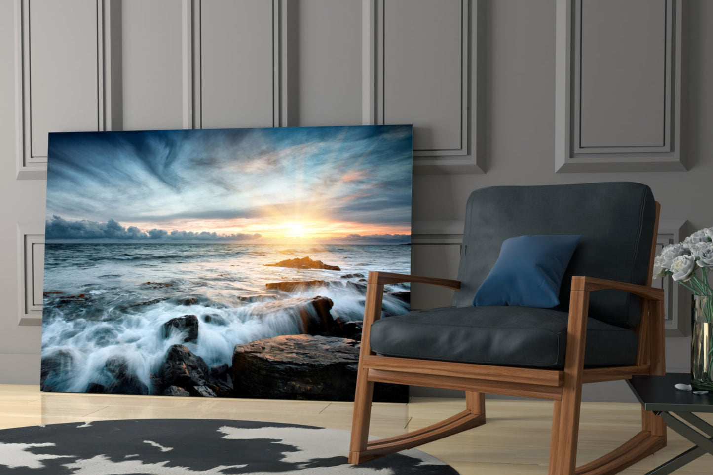 Golden Hour Seascape Glass Wall Art