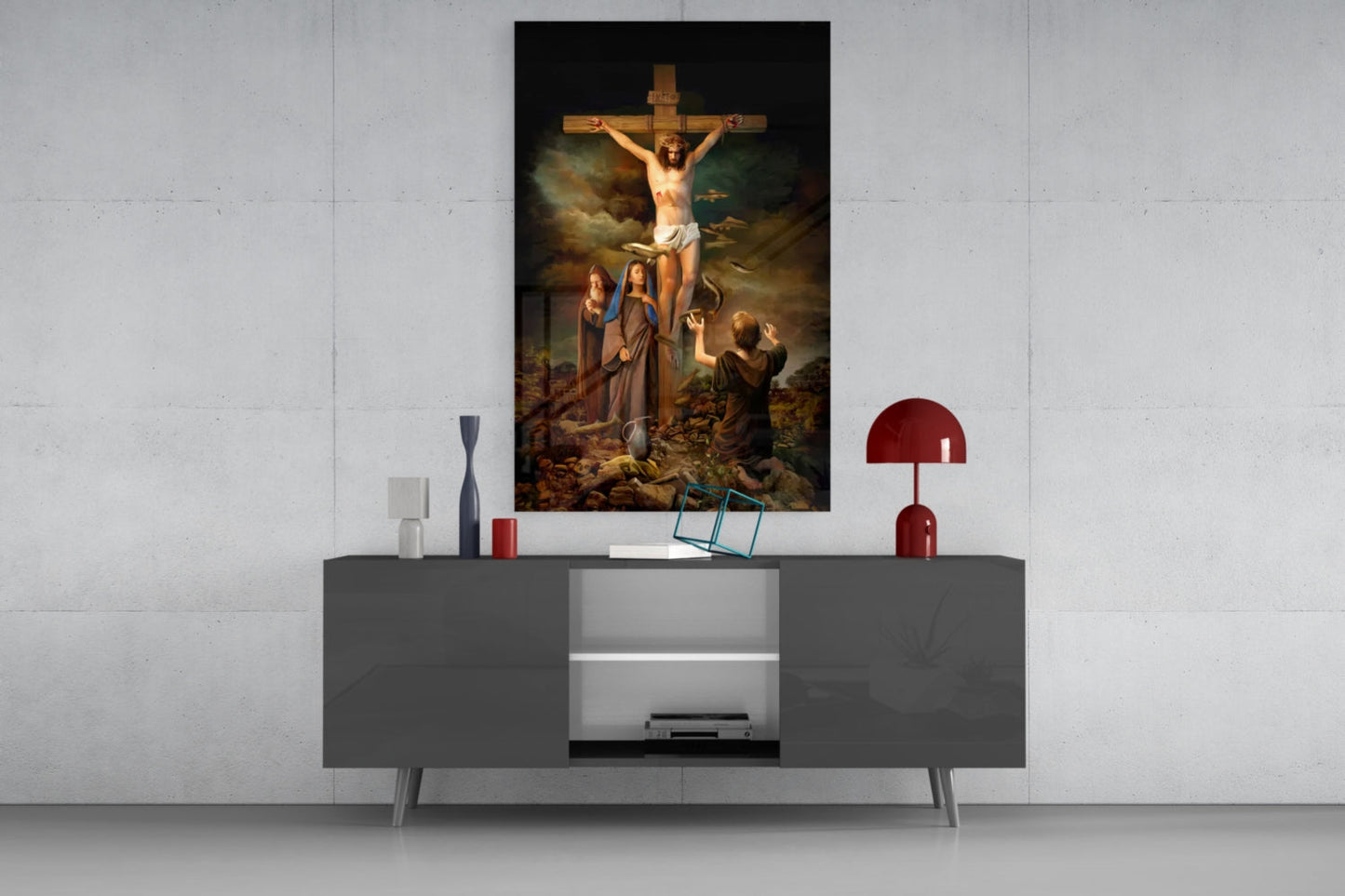 Crucifixion at Golgotha Glass Wall Art