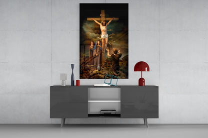 Crucifixion at Golgotha Glass Wall Art