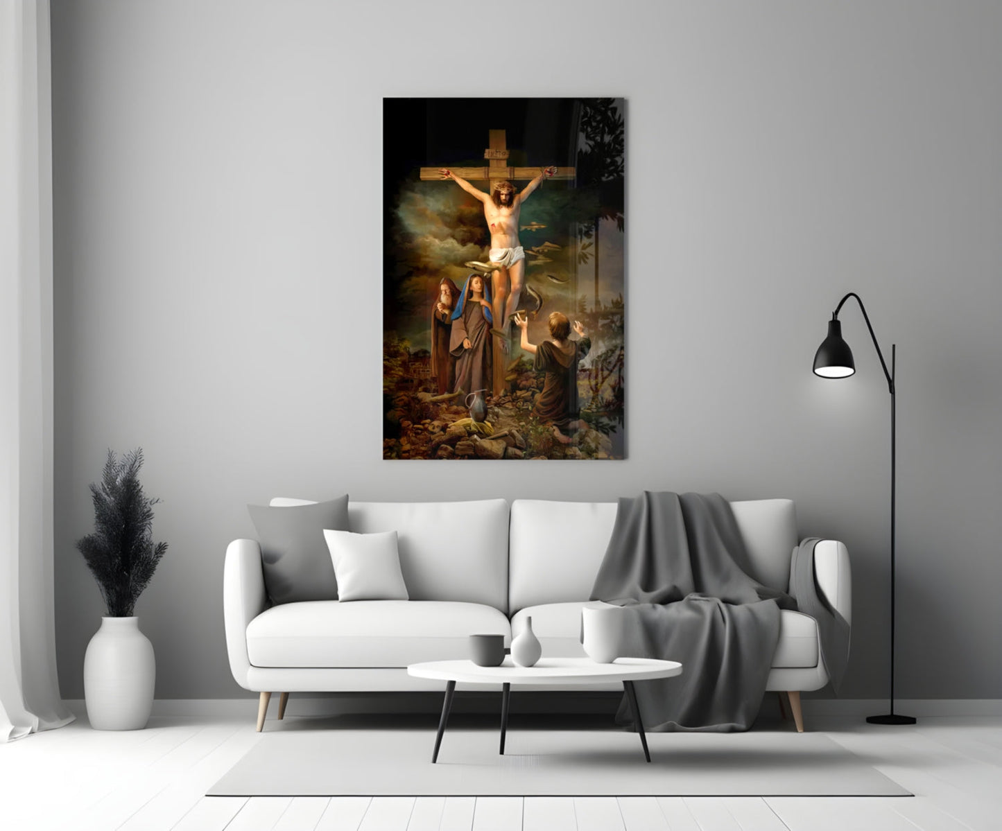 Crucifixion at Golgotha Glass Wall Art