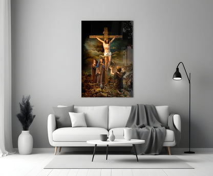 Crucifixion at Golgotha Glass Wall Art