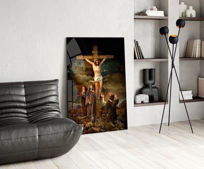Crucifixion at Golgotha Glass Wall Art