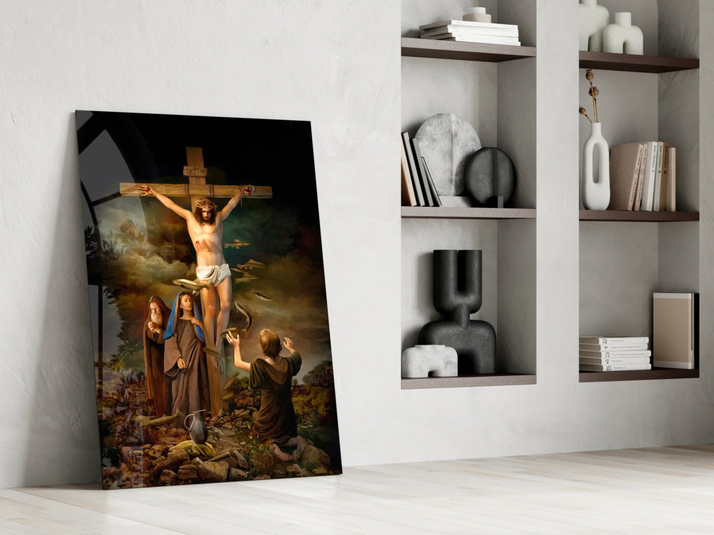 Crucifixion at Golgotha Glass Wall Art