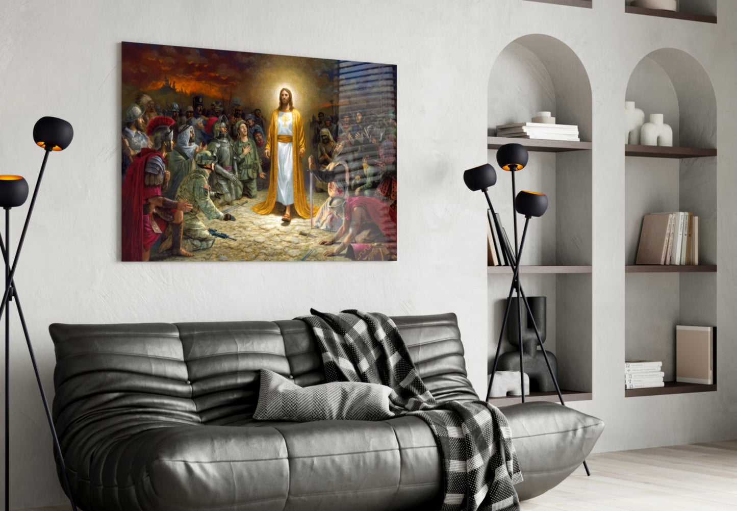 Christ Among Soldiers Glass Wall Art