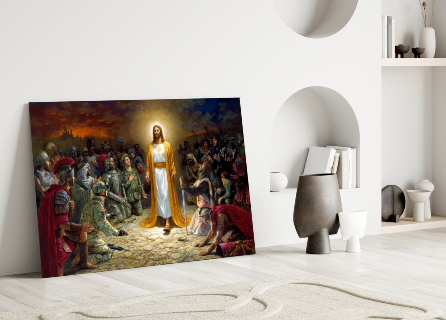 Christ Among Soldiers Glass Wall Art