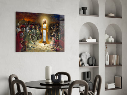 Christ Among Soldiers Glass Wall Art