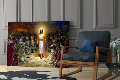 Christ Among Soldiers Glass Wall Art