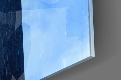 Blue Rain Stone Cross Glass Wall Art