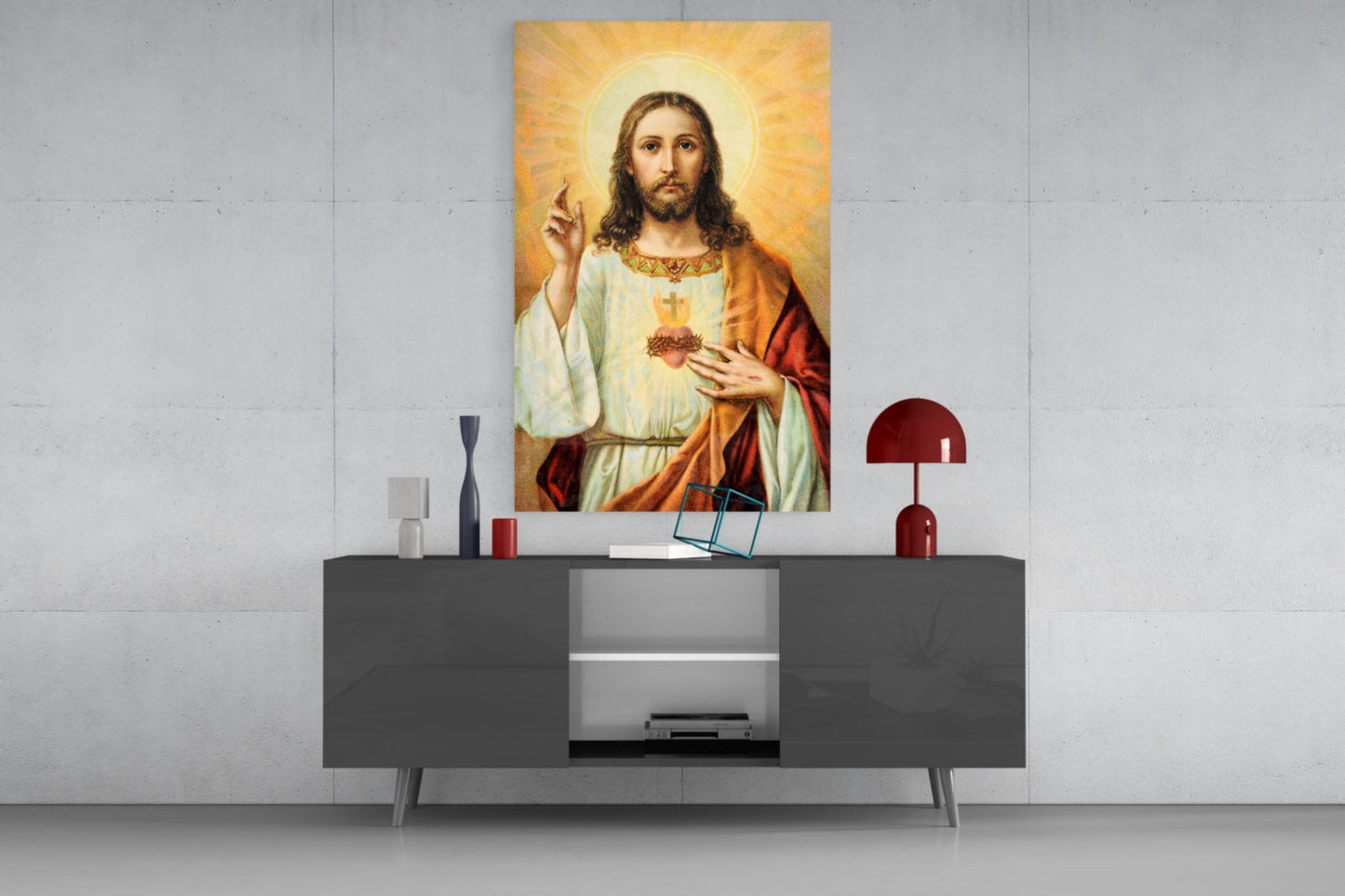 Sacred Heart of Jesus Glass Wall Art