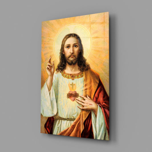 Sacred Heart of Jesus Glass Wall Art