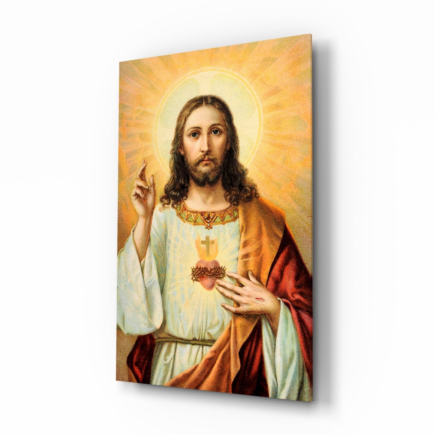Sacred Heart of Jesus glass wall art devotional icon