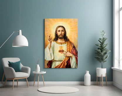 Sacred Heart of Jesus Glass Wall Art