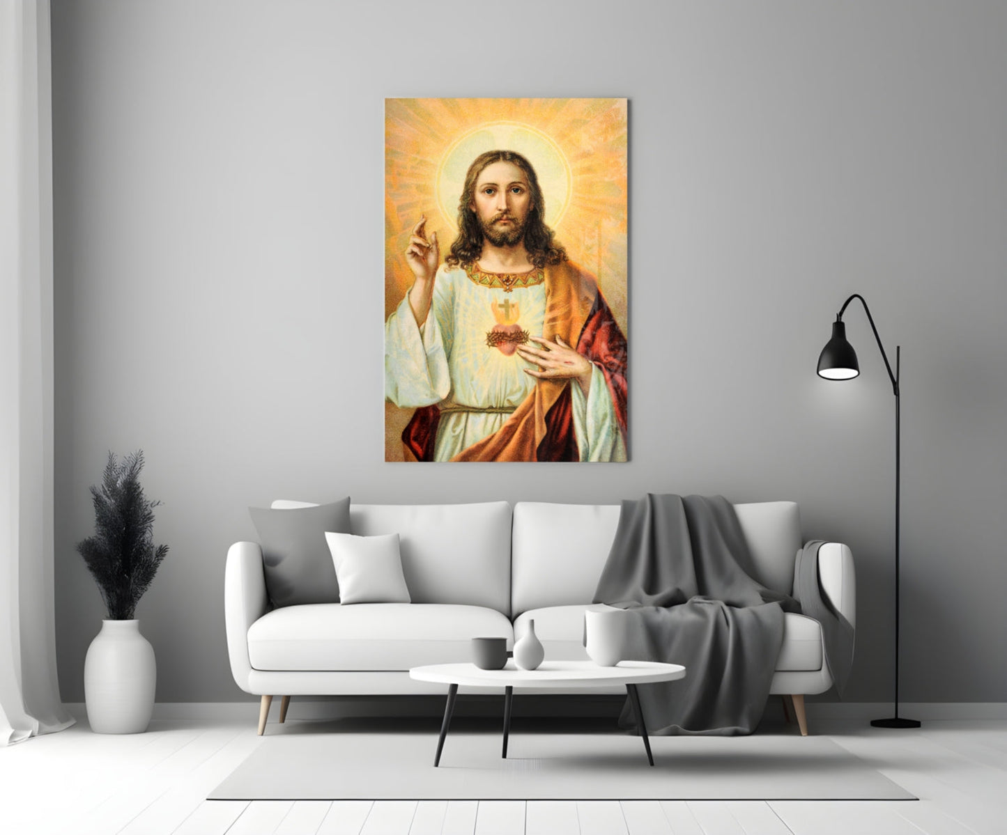 Sacred Heart of Jesus Glass Wall Art