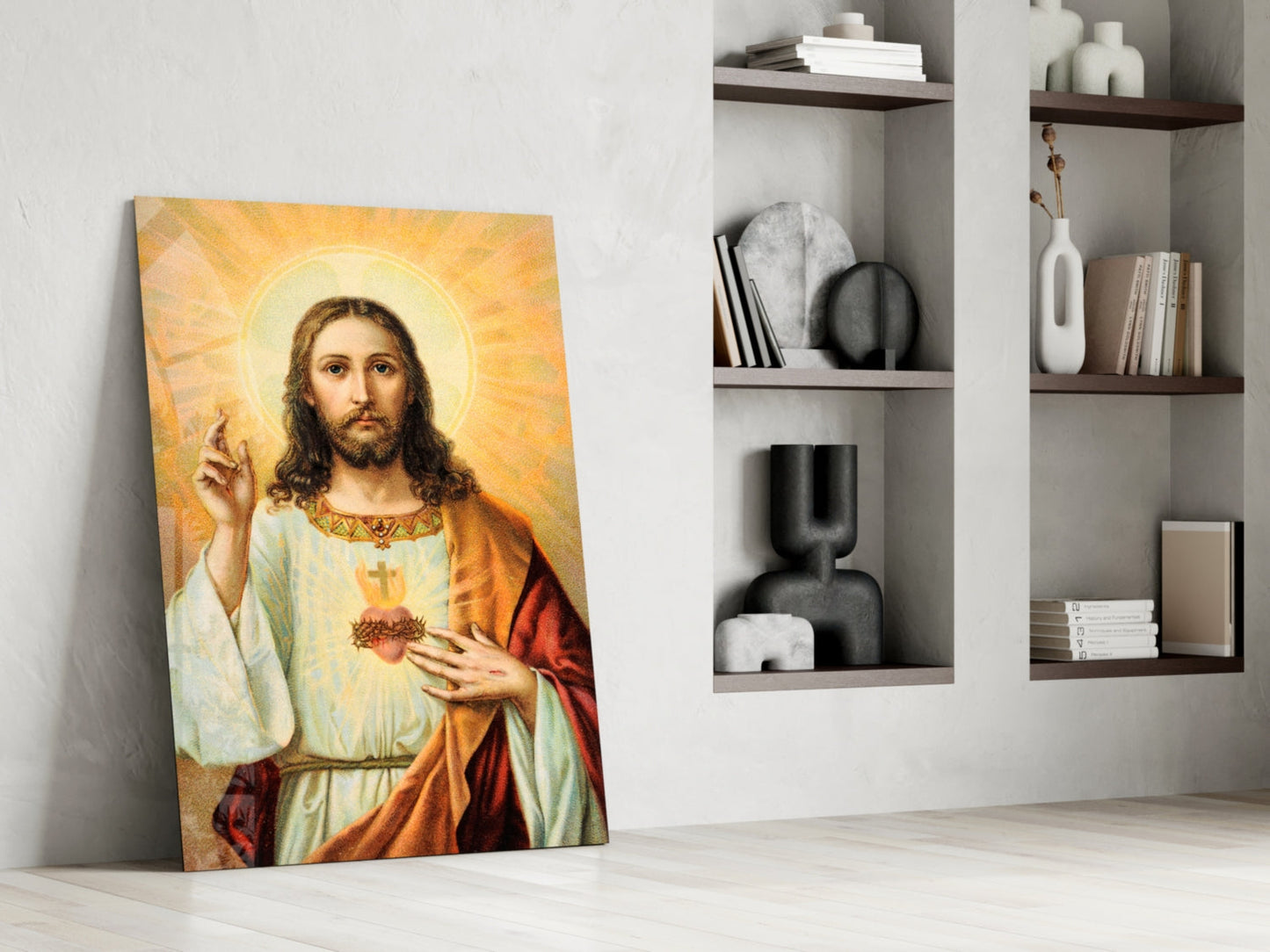 Sacred Heart of Jesus Glass Wall Art