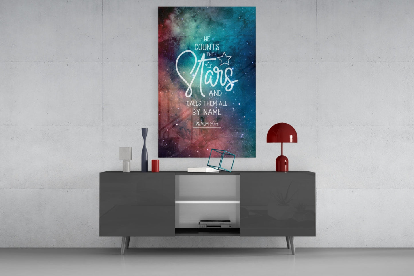 He Counts The Stars Nebula Glass Wall Art