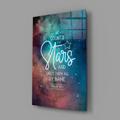 He Counts The Stars Nebula Glass Wall Art