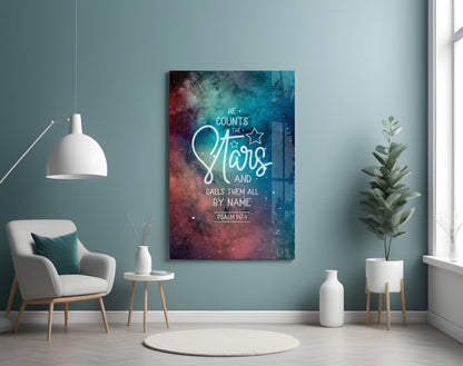 He Counts The Stars Nebula Glass Wall Art