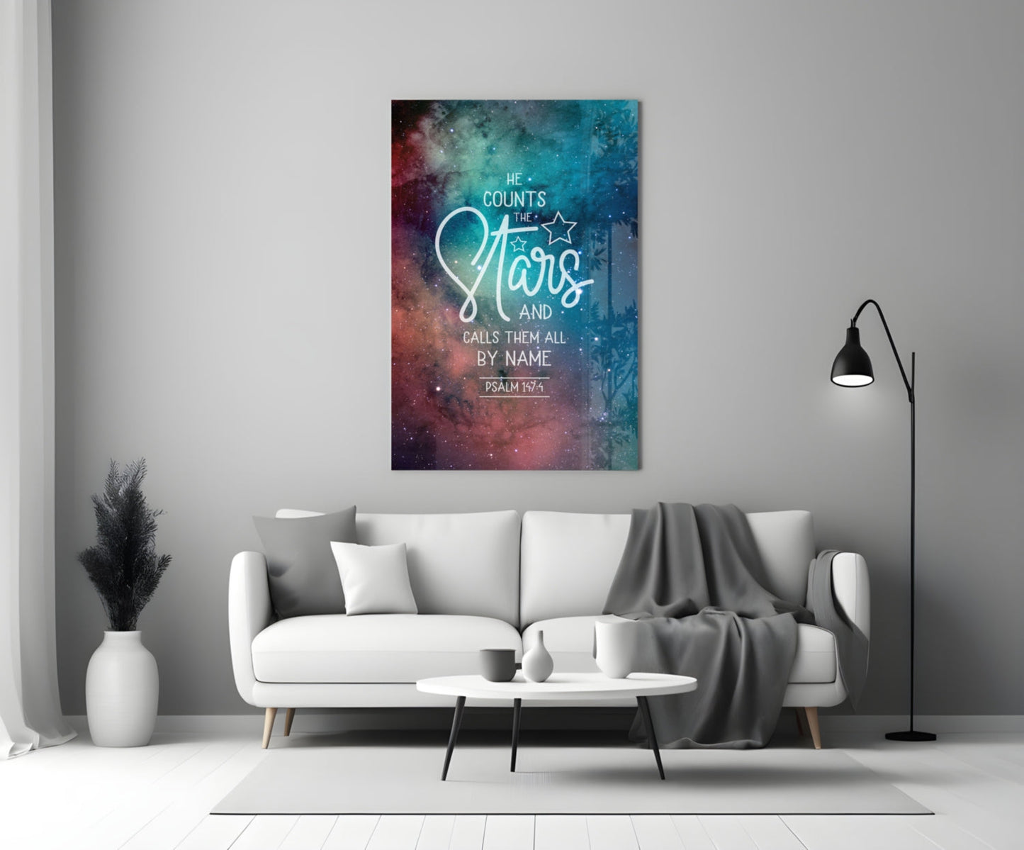 He Counts The Stars Nebula Glass Wall Art