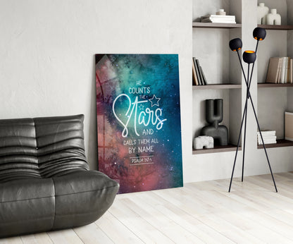 He Counts The Stars Nebula Glass Wall Art