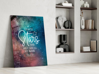 He Counts The Stars Nebula Glass Wall Art