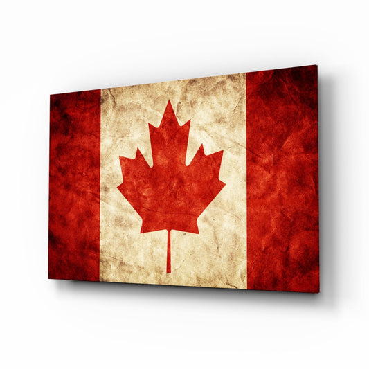 Flag of Canada glass wall art, maple leaf design