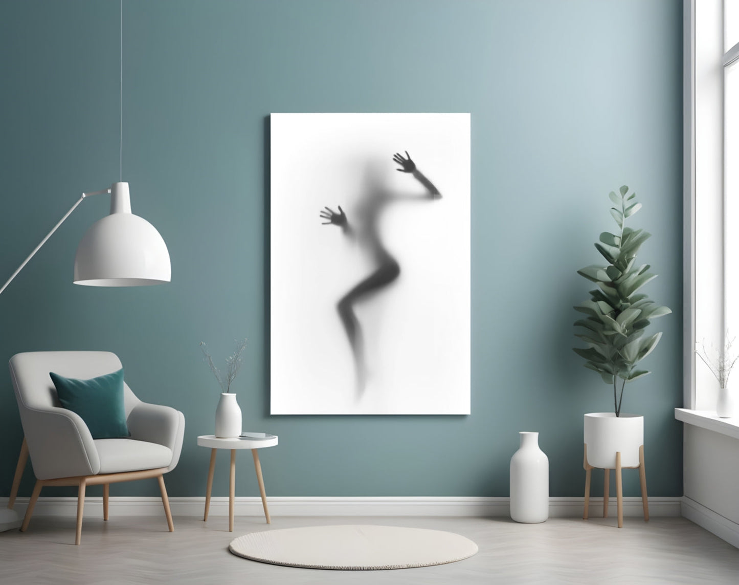 Woman in Fog Glass Wall Art