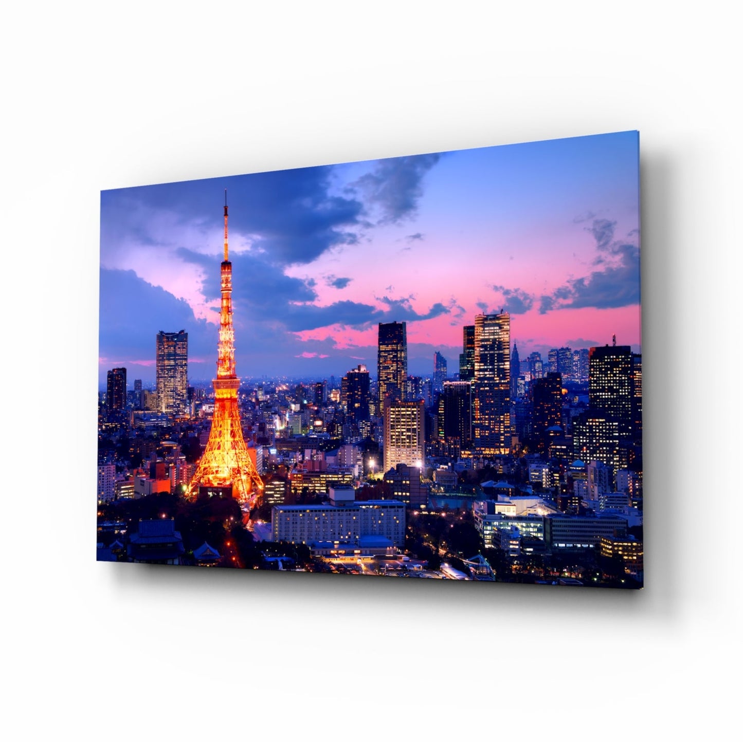 Tokyo Tower twilight glass wall art cityscape