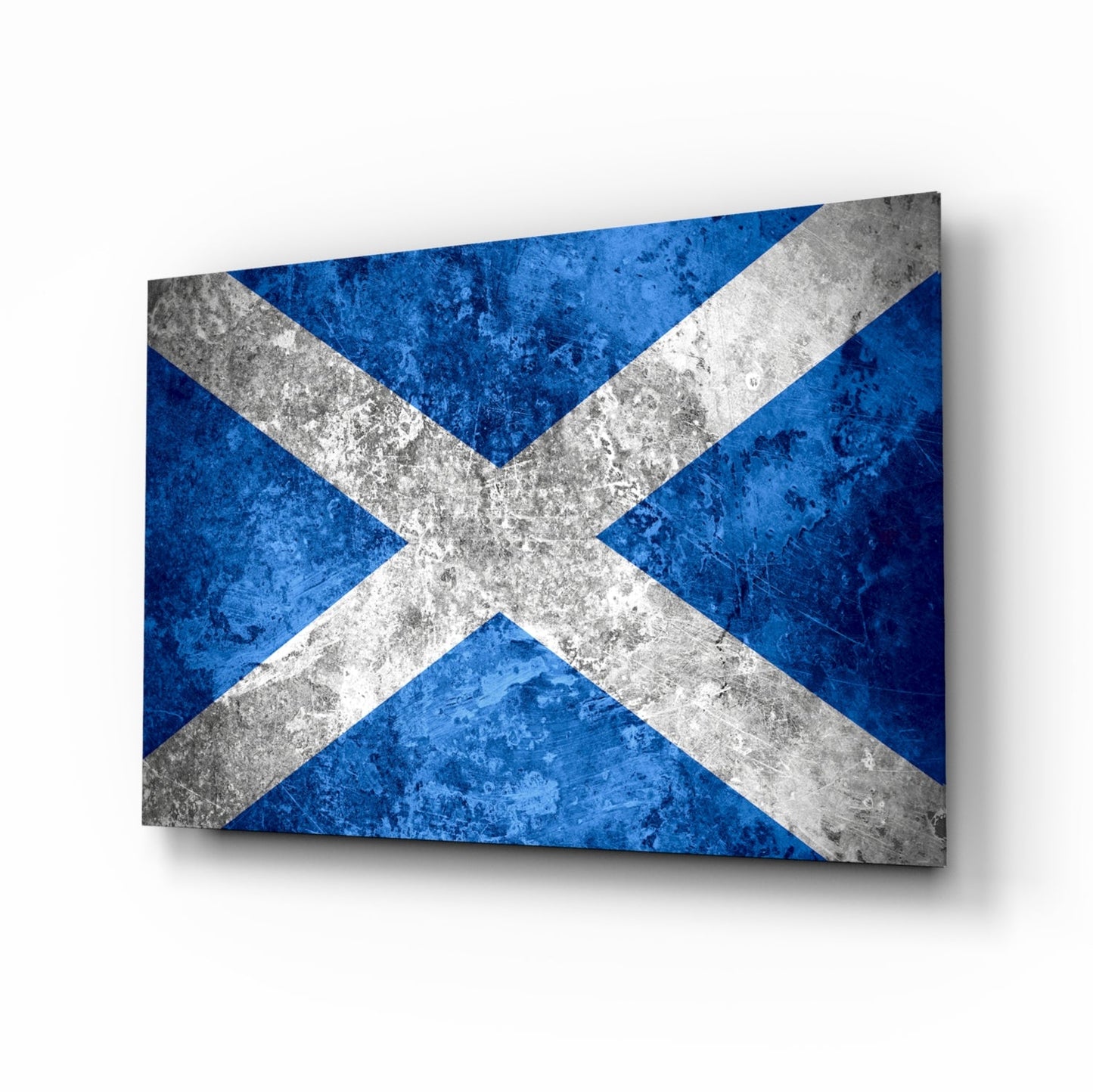 Scotland flag glass wall art with cobalt and ivory saltire design