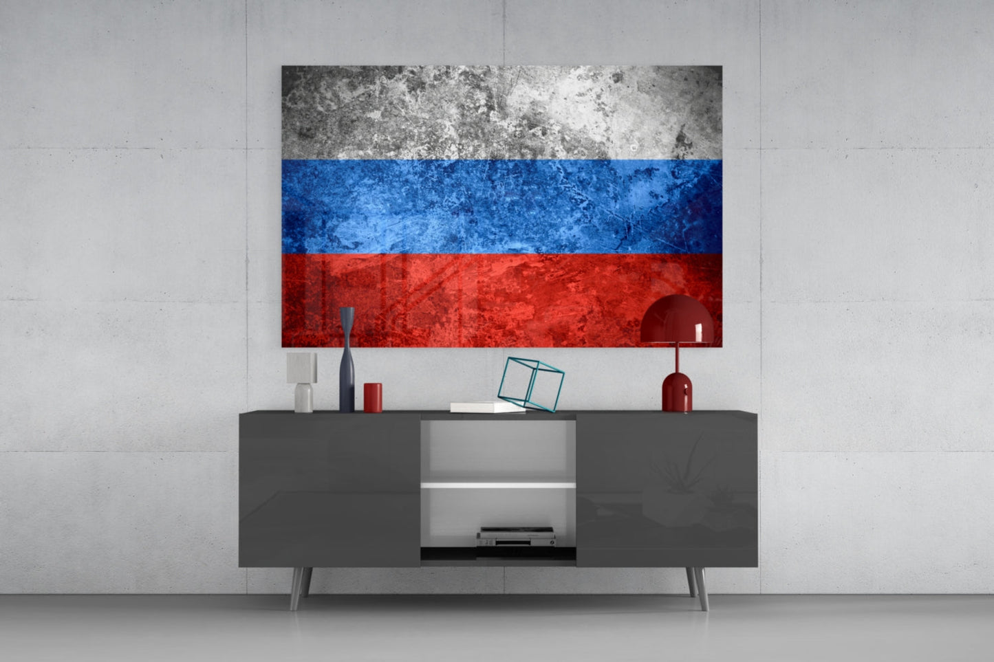 Russia Flag Glass Wall Art