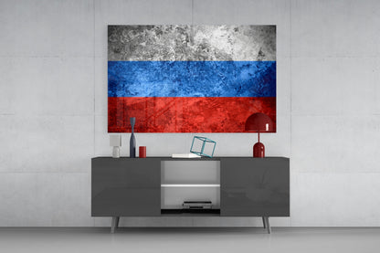 Russia Flag Glass Wall Art