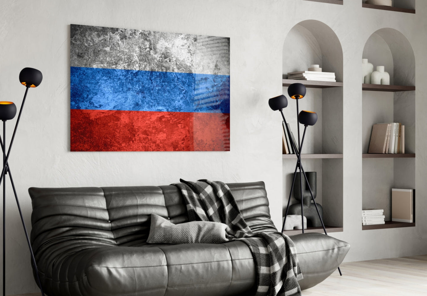 Russia Flag Glass Wall Art