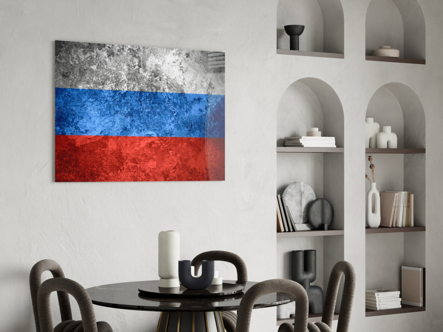 Russia Flag Glass Wall Art