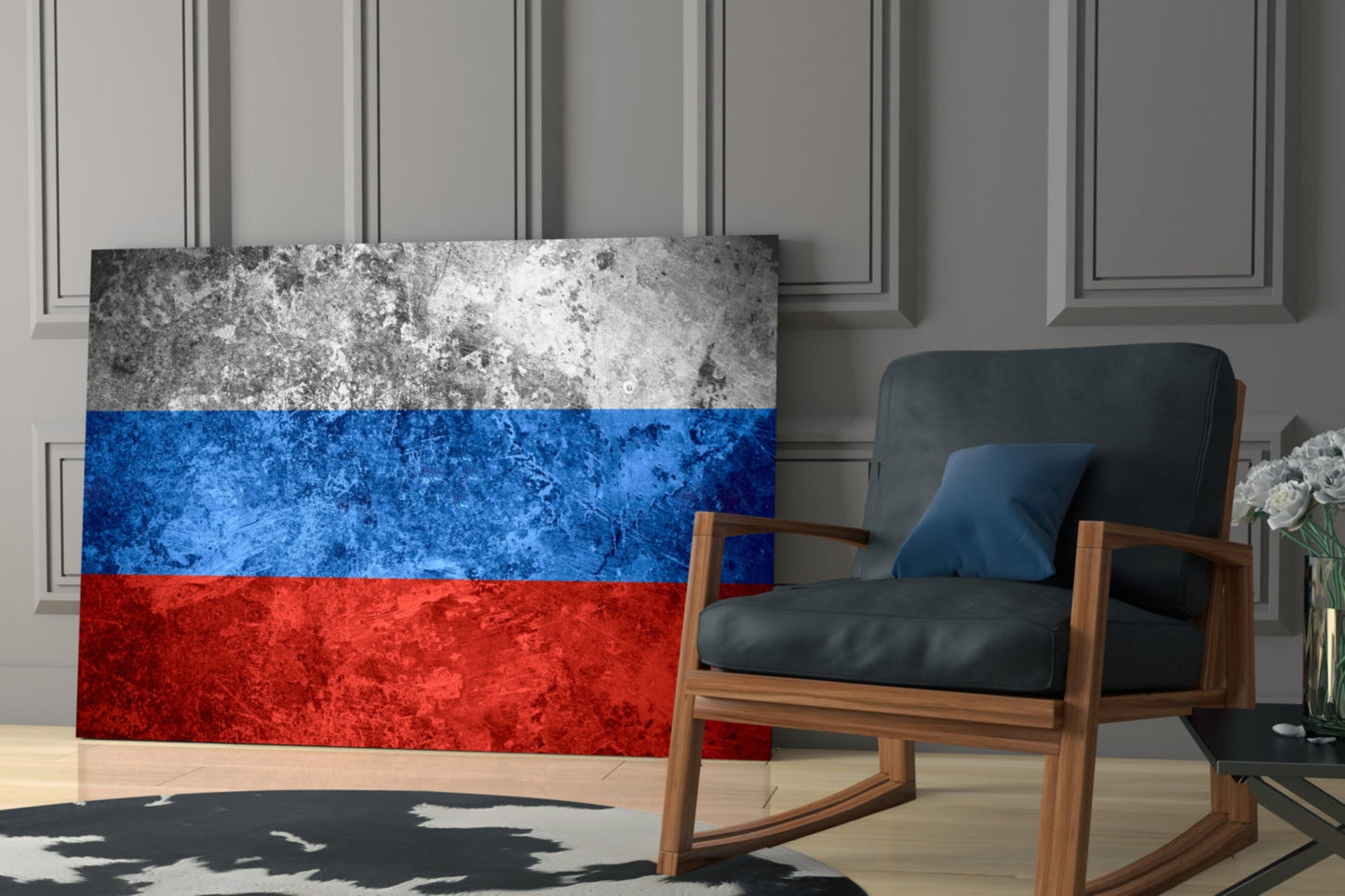 Russia Flag Glass Wall Art