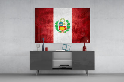 Flag of Peru Textured Glass Wall Art