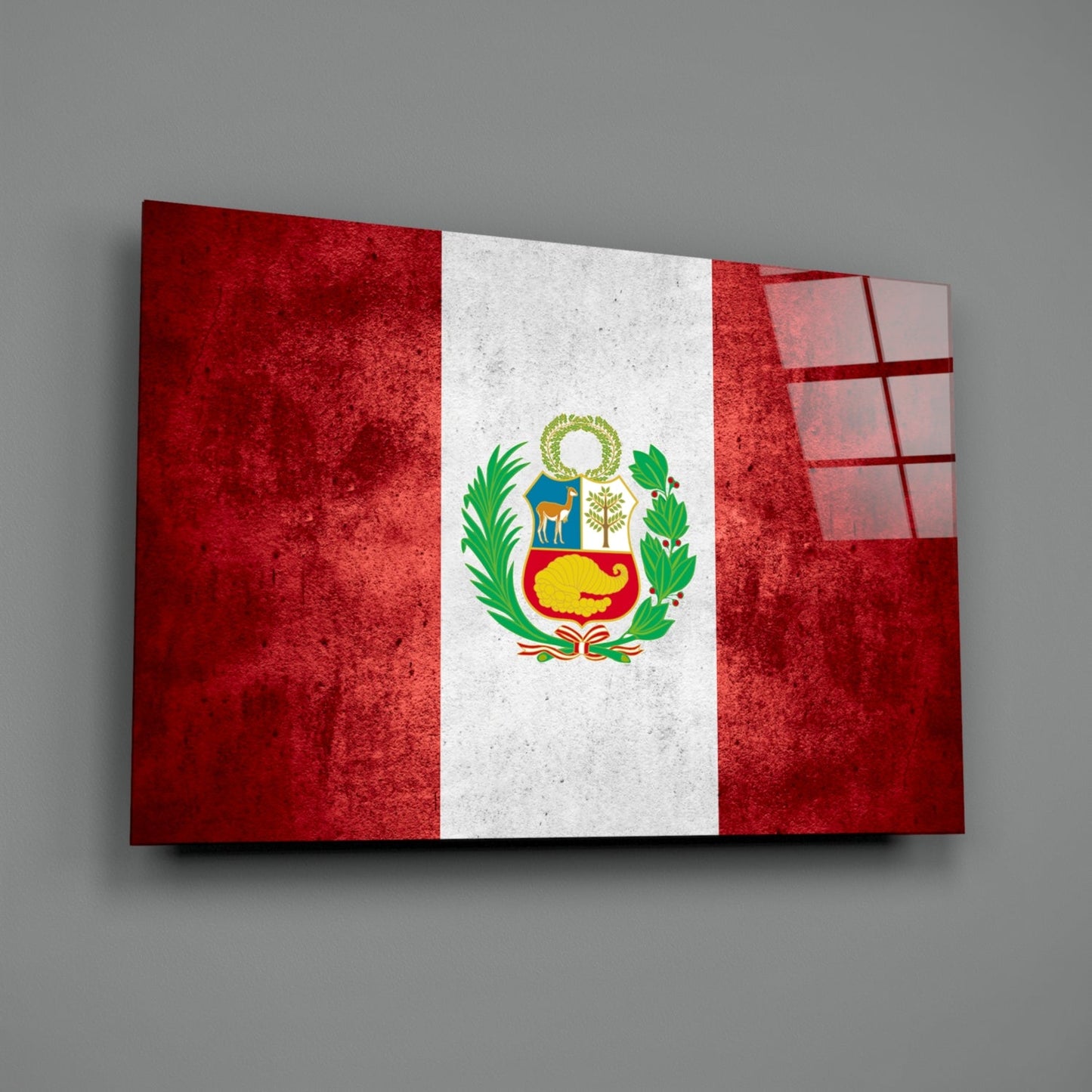 Flag of Peru Textured Glass Wall Art
