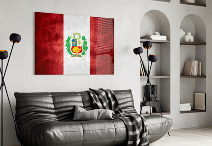 Flag of Peru Textured Glass Wall Art