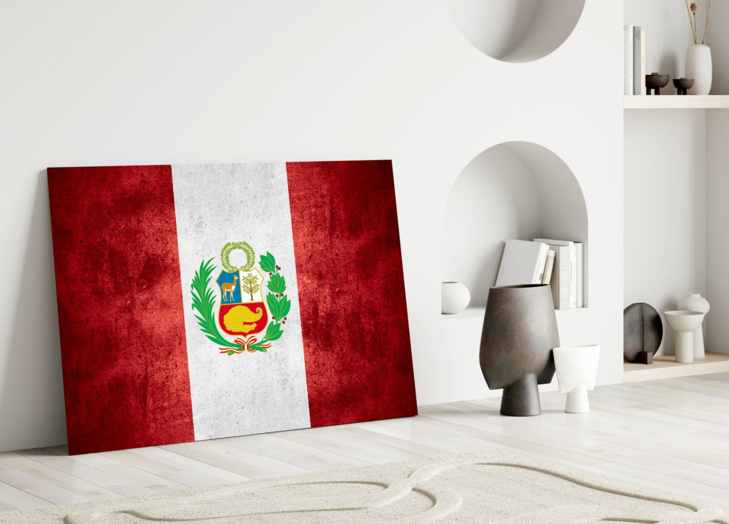 Flag of Peru Textured Glass Wall Art